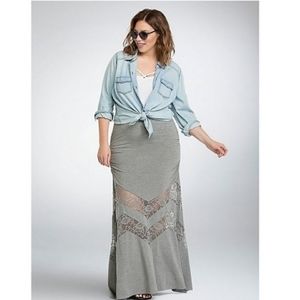 Torrid Heather Gray Lace Inset Maxi 4X